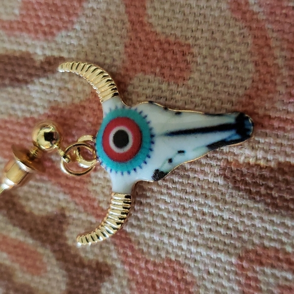 Longhorn Bull Earrings Western Earrings Cowgirl Earrings Aretes Vaqueros Rodeo - Picture 7 of 10